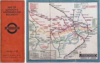 c1930 London Underground linen-card POCKET MAP from the Stingemore-designed series of 1925-32.