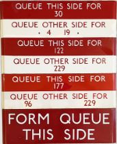 Selection (4) of London Transport bus stop enamel Q-PLATES comprising three examples with route