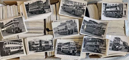 Huge quantity (est. c.4,000) of postcard-size, b&w BUS & COACH PHOTOGRAPHS taken mostly 1950s-70s,