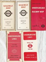 Selection (5) of 1930s/40s London Underground diagrammatic card POCKET MAPS comprising issues No 2