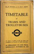 1947 London Transport Officials' TIMETABLE of Trams and Trolleybuses in operation on and from