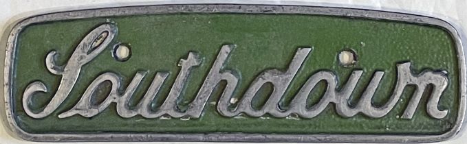 Southdown Motor Services RADIATOR GRILLE BADGE from one of the company's 1930s Leyland Cubs. A