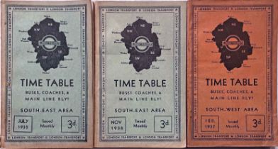 Selection (3) of 1930s London Transport AREA TIMETABLE BOOKLETS comprising South-East editions for