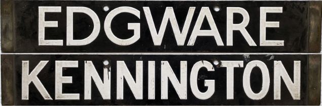London Underground 1938-Tube Stock enamel CAB DESTINATION PLATE for Edgware / Kennington on the