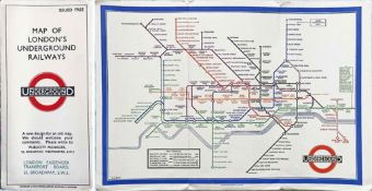 1933 first edition of the H.C. Beck London Underground diagrammatic, card POCKET MAP with the famous