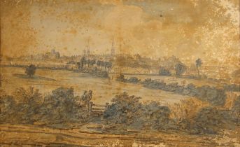 William Williams (British fl.1758-1797), 'Shrewsbury South', a panoramic view of Shrewsbury with