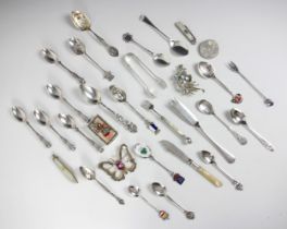 A selection of silver and silver plated items, including a group of five Edwardian silver Kings