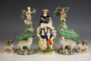 Two Walton Staffordshire Bocage figures, 20th century, each modelled as a shepherd and a