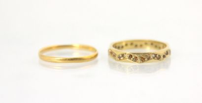A 22ct yellow gold wedding band, stamped 'Fidelity' and 'HG&S' Birmingham 1927, ring size P 1/2,