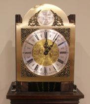 An eight day mahogany cased grandmother clock, late 20th century, the 18cm gilt metal and silvered