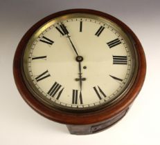 A mahogany cased single fusee wall clock, late 19th/early 20th century, the 28cm painted dial