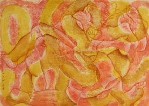 Attributed to Johnny Dewe Mathews (contemporary British), Abstract pattern in pinks and yellows