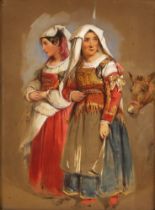 Hans Pruckner (continental school, late 19th century), A full length study of two ladies in