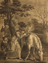 After John Collet (British, c1725-1780), 'The Ladies Shooting Poney', Mezzotint on paper, probably