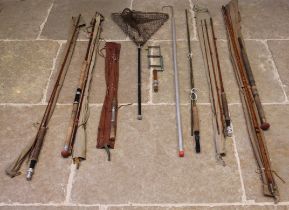 A collection of Angling equipment, to include a cased set of fishing flies, a Redditch ‘The Duckers’