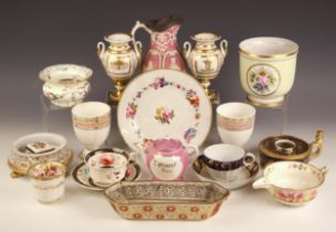 A collection of porcelain, 19th century and later, to include: a Derby circular stand, decorated