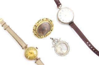 A selection of jewellery, including paste set locket pendant, with two glazed apertures surmounted