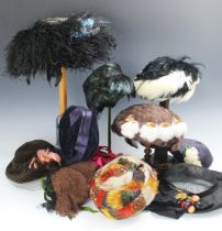 A collection of ten ladies hats, circa 1930-1960, to include an example by Aage Thaarup, feather