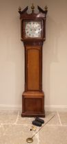 A late George III honey oak and mahogany crossbanded longcase clock signed William Evans,