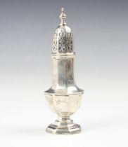 A George V silver sugar sifter, William Hutton & Sons Ltd, Birmingham 1928, the pierced pull off