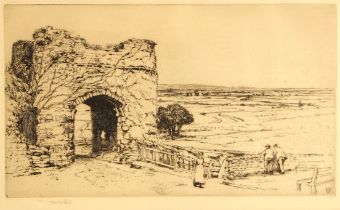 Sir Frank Short (British, 1857-1945), 'Strand Gate, Winchelsea', Etching on paper, Signed in