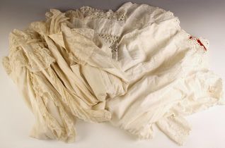 An Edwardian ivory cotton peignoir or boudoir jacket, copiously trimmed with valenciennes lace, with