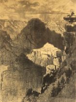 Joseph Pennell (American, 1857-1926), 'The City under the Black Mountain', Lithograph on paper,