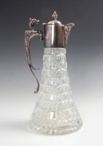 A silver mounted claret jug, Francis Howard Ltd, Sheffield 1990, the hinged cover with an acorn