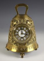 A French brass eight day 'bell' mantel clock, signed Maple & Co, Paris, late 19th century, the