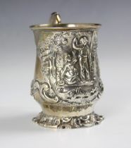 A Victorian silver gilt christening mug, Daniel & Charles Houle, London 1858, the flared rim above