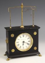 A Jerome & Co 'Flying pendulum' clock, late 19th/early 20th century, with an 8cm white dial