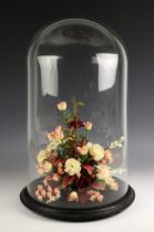 A Victorian domed glass display case of large proportions, mid 19th century, the dome of typical