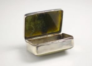 An Edwardian silver mounted 'nephrite' coloured box, RD&S, Birmingham 1904, the rectangular hinged
