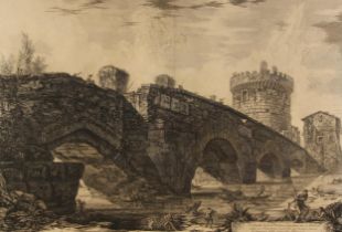 Giovanni Battista Piranesi, (Italian, 1720-1778), 'Veduta del Ponte Lugano su l'Anione', Etching