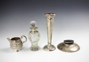 A selection of silver and silver plated items, including a George V silver and tortoiseshell capstan