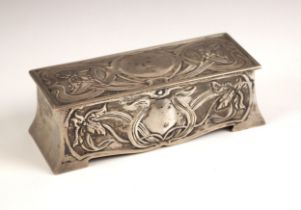 An Edwardian silver box, William Neale, Chester 1903, the rectangular box decorated with Art Nouveau