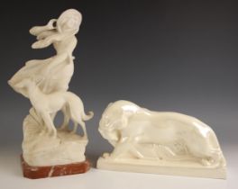 An Art Deco style animal group by John Skeaping for Wedgwood titled 'Escape', late 20th century,