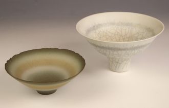 David James White (British, 1934-2011), a studio pottery porcelain Raku bowl, of conical form, the