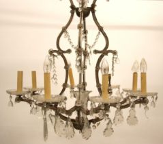 An Italian cut glass eight branch chandelier of large proportions, in the 19th century Venetian