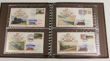 Six stamp albums containing railway interest FDCs, comprising: four Thames albums containing