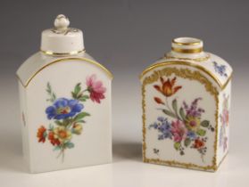 A continental porcelain tea caddy and cover, by Furstenberg, 20th century, the body
