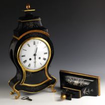 A mid 19th century Swiss boule Neuchatel bracket clock, the 20cm painted dial applied with Roman and