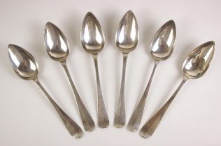 A set of three white metal Hanoverian pattern table spoons, possibly French, stamped to stem, 21cm