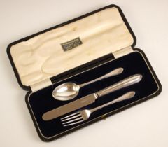 A cased George V silver Sandringham pattern christening set, James Dixon & Sons Ltd, Sheffield 1918,