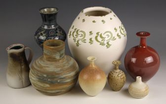 A collection of studio pottery, to include: a Derek Clarkson (1928-2013) studio pottery vase, of