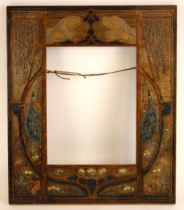 An Art Nouveau / Arts and crafts wooden picture frame in the manner of the Pre-Raphaelites,