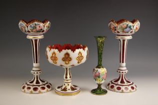 A pair of Bohemian style glass lustres, late 19th century/early 20th century, each decorated with