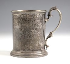 A Victorian silver mug, George Ivory, London 1856, the acanthus capped handle above plain