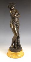 After Jean-Antoine Houdon (French, 1741-1828), ‘La Pudeur’ [Modesty], a patinated bronze model of