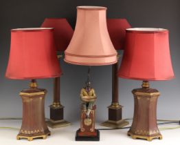 A painted metal figural table lamp by Jenny Worrall Designs, modelled as a seated oriental gentleman